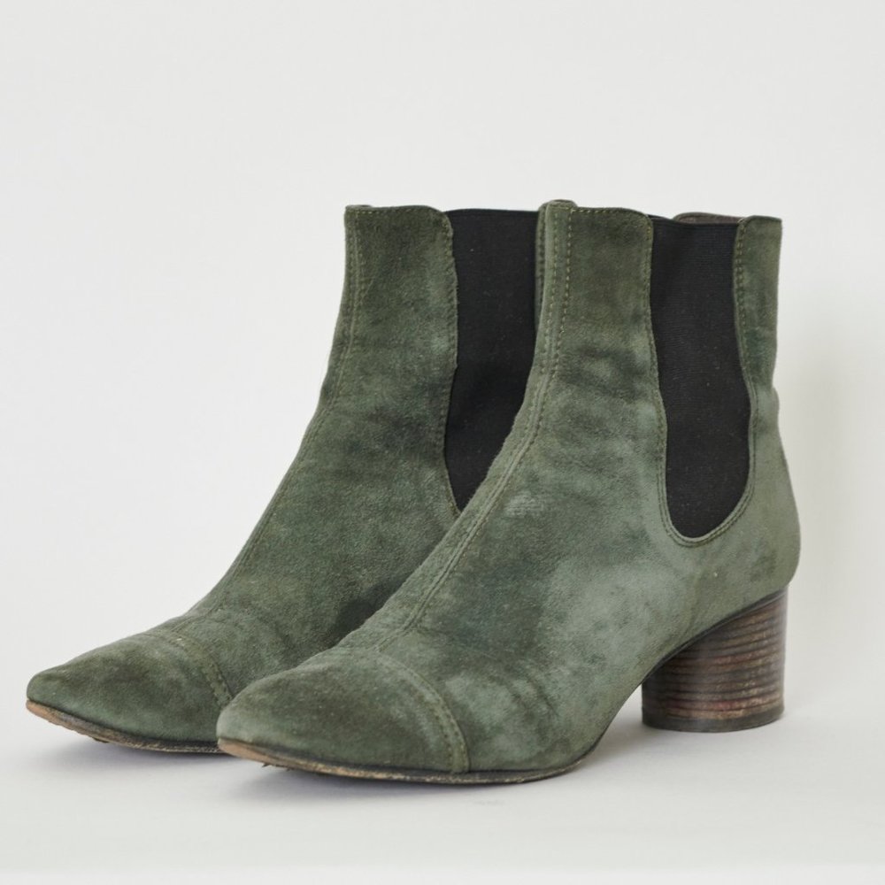 Isabel Marant Danae Ankle Boots, Green/Grey, Sz 37